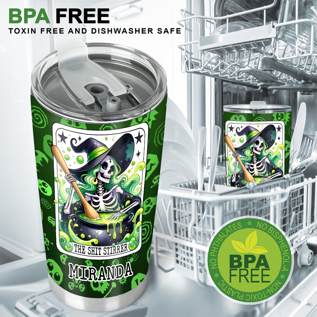 The Shit Stirrer Skull Witch - Personalized Witch Tumbler