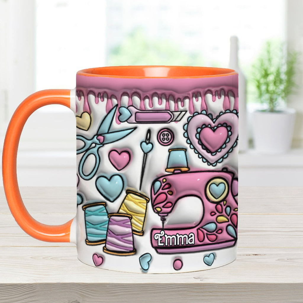 Sewing Lovers Pink - Personalized Sewing Accent Mug