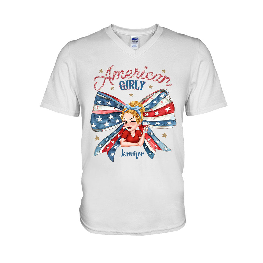 Coquette American Girl - Personalized Independence Day/ 4th of July T-shirt And Hoodie