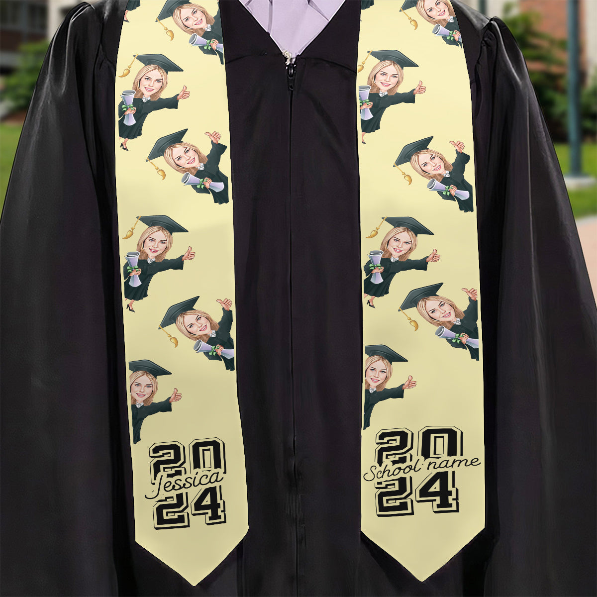 Caricature Funny Character - Personalized Graduation Graduation Stole