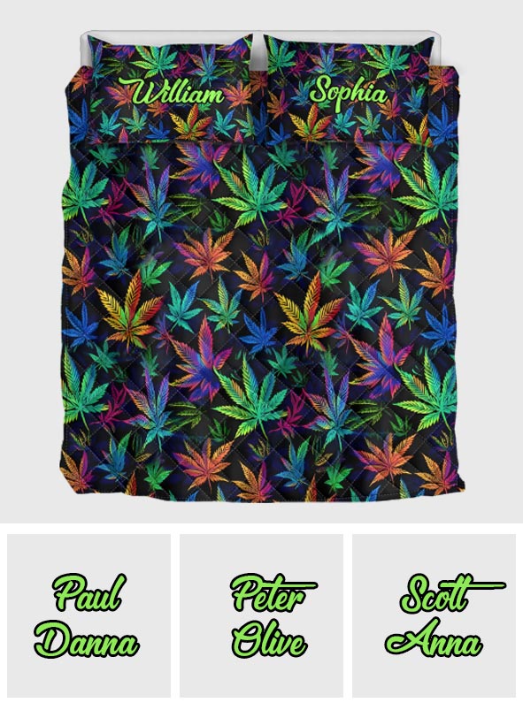 It's 420 somewhere Colorful Marijuana - Personalized Weed Quilt Set