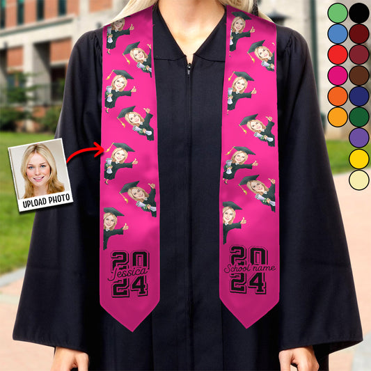 Caricature Funny Character - Personalized Graduation Graduation Stole