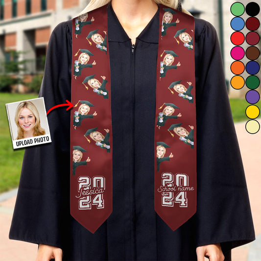 Caricature Funny Character - Personalized Graduation Graduation Stole