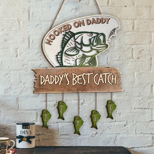 Daddy's Best Catch - Personalized Father Pallet Wood Sign