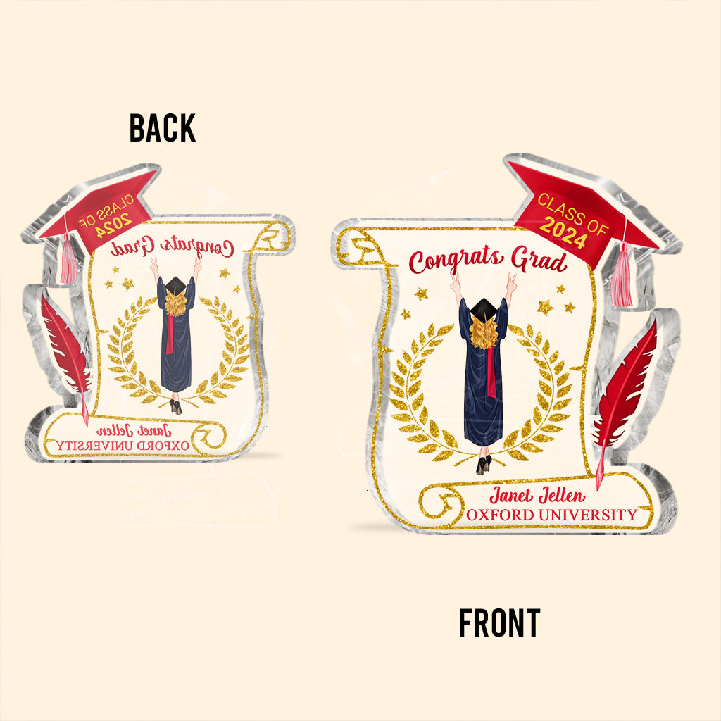 Congratulation Grad - Personalized Graduation Custom Shaped Acrylic Plaque