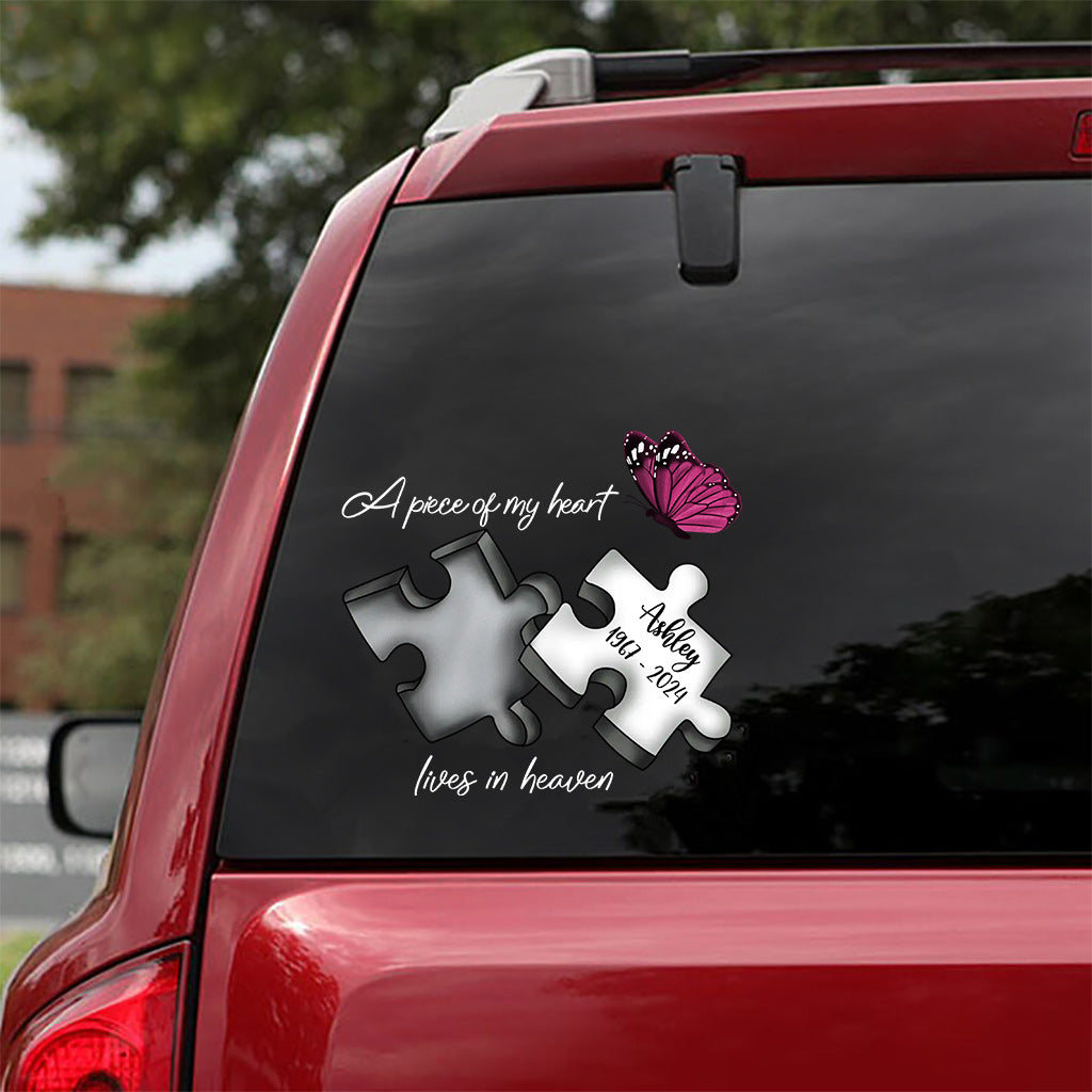 Memorial Butterfly Dragonfly Heaven Feather - Personalized Memorial Decal Full