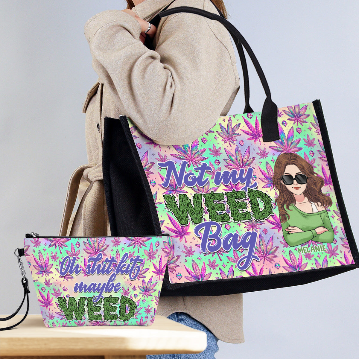 Mother Shite Maybe 420 - Personalized Weed Canvas Tote Bag & Cosmetic Bag
