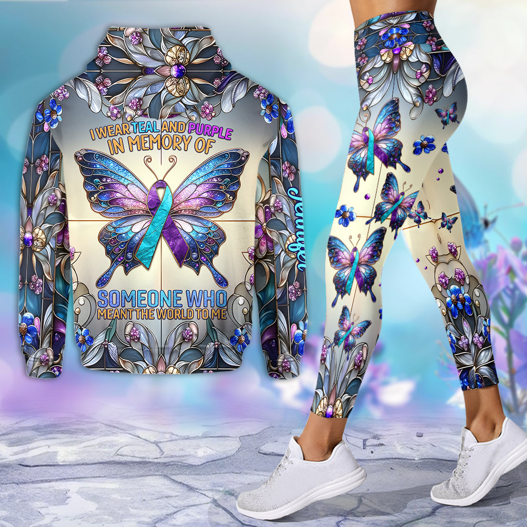 I Wear Teal And Purple - Personalized Suicide Prevention Hoodie and Leggings