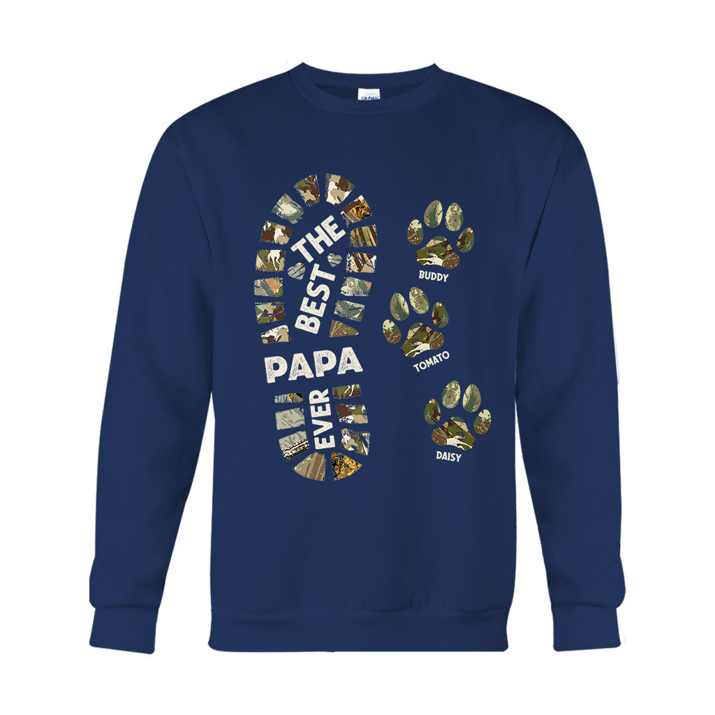 Dad Foot Print Paw Prints - Personalized Father T-shirt And Hoodie