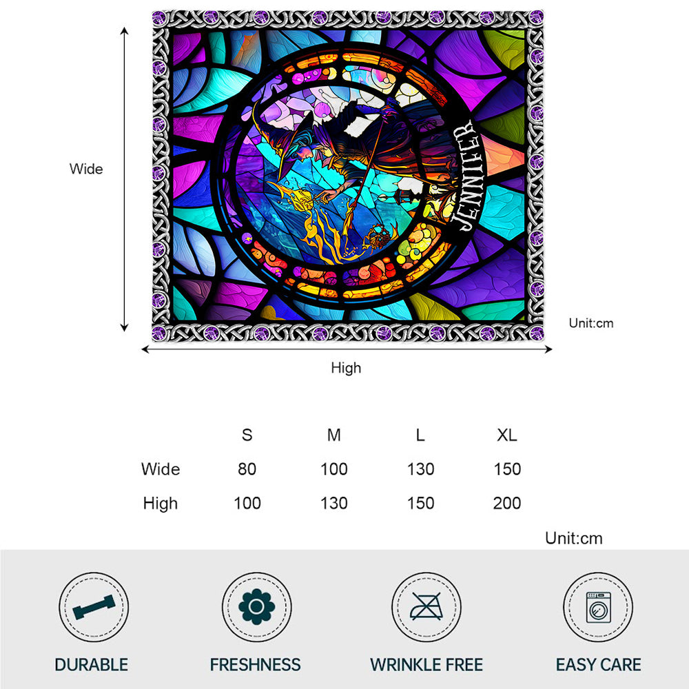 Mystical Witch Purple Stained Glass - Personalized Witch Blanket