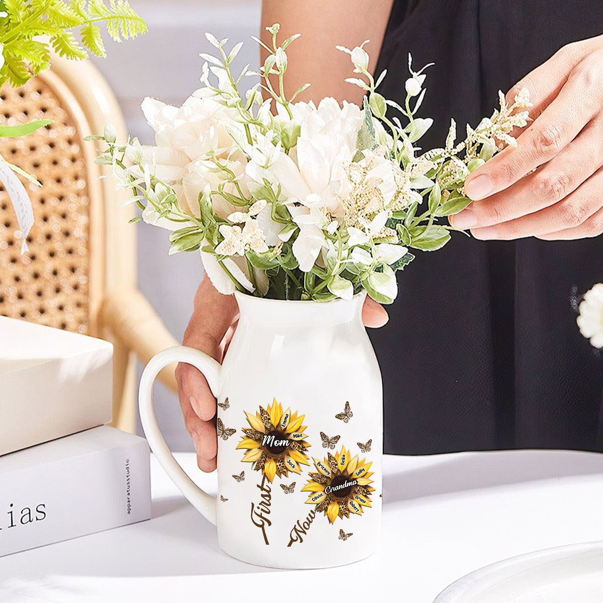 First Mom Now Grandma - Personalized Grandma Ceramic Flower Vase