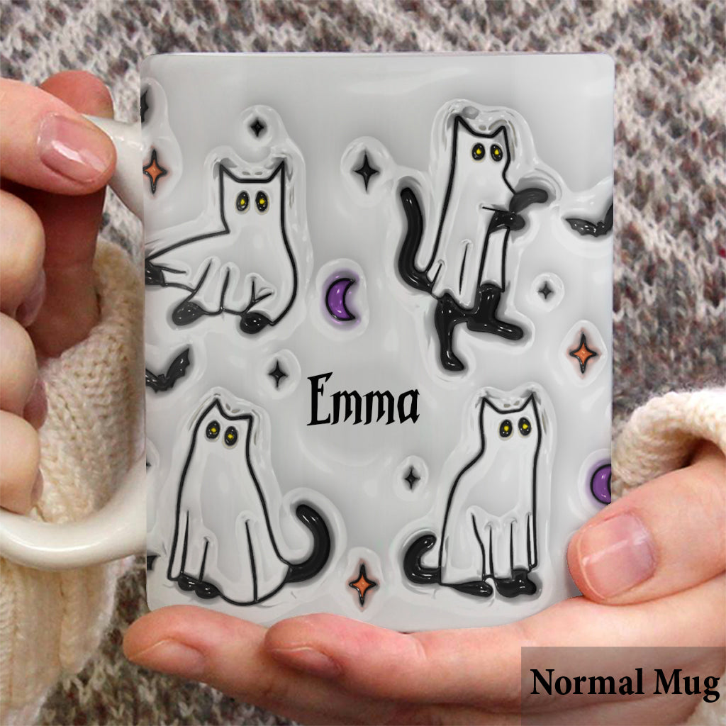 Halloween Ghost Cats - Personalized Black Cat Mug