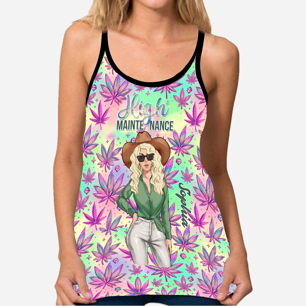 High Maintenance - Personalized Weed Cross Tank Top