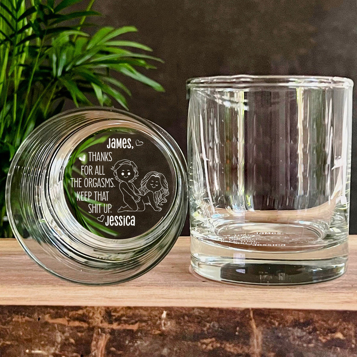 Thanks For Alls Orgasm - Personalized Couple Engraved Whiskey Glass