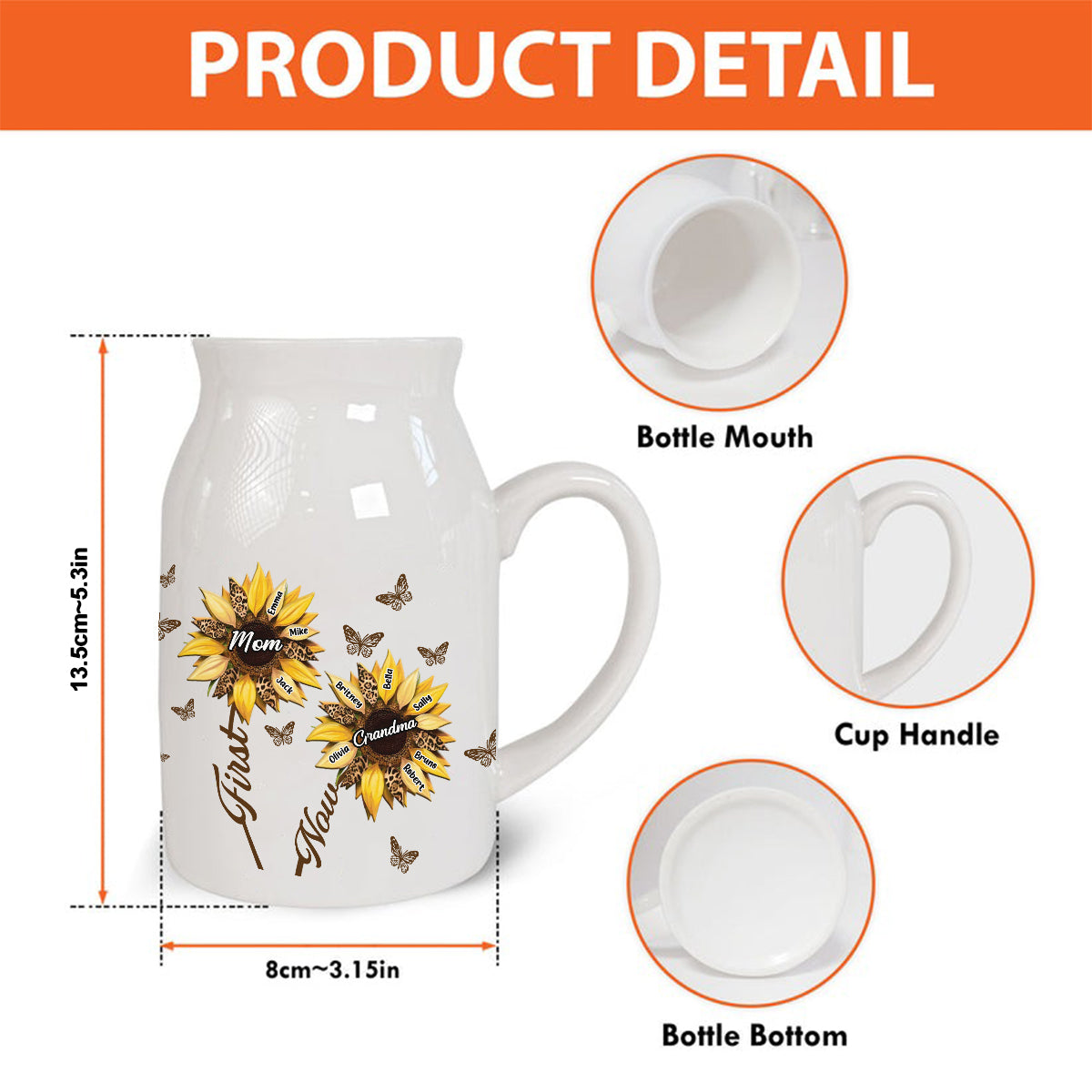 First Mom Now Grandma - Personalized Grandma Ceramic Flower Vase