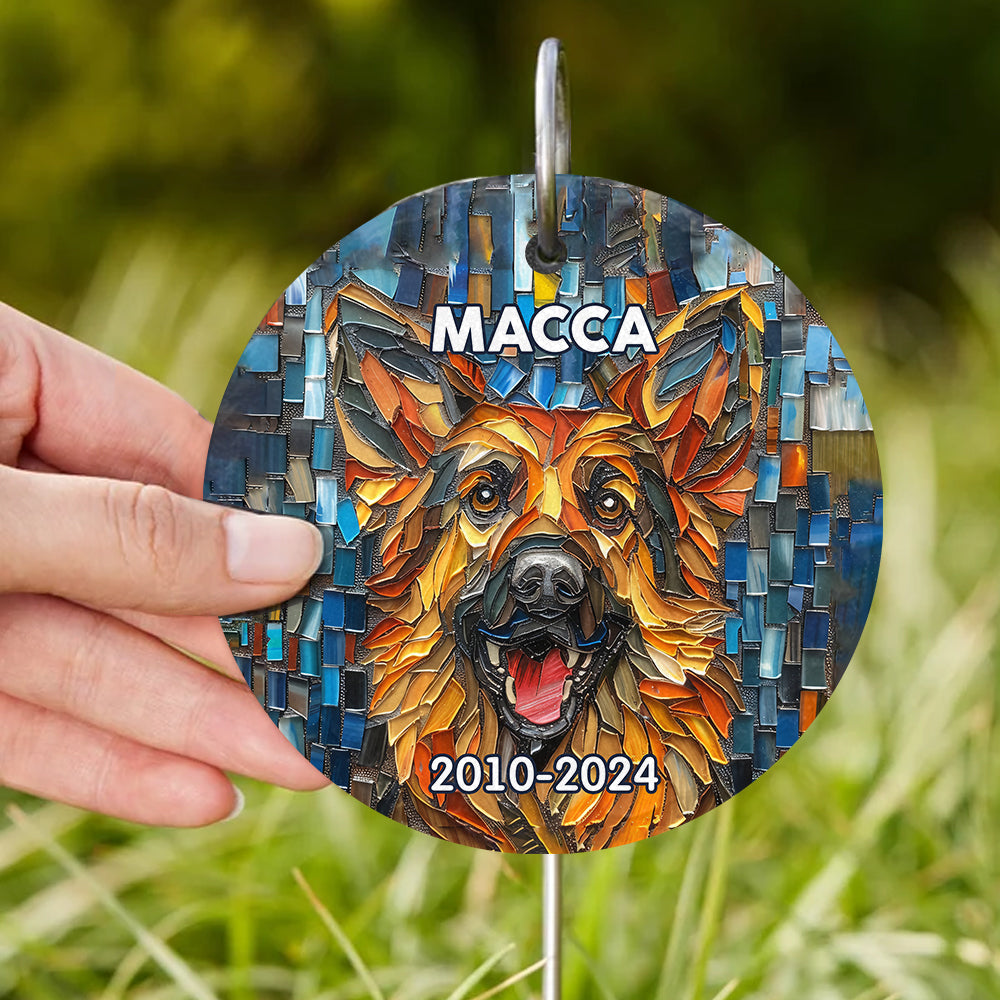 Dog on Ceramic Tiles - Personalized Dog Round Hanging Garden Slate