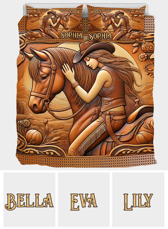 A Girl And Her Horse - Personalized Horse Quilt Set