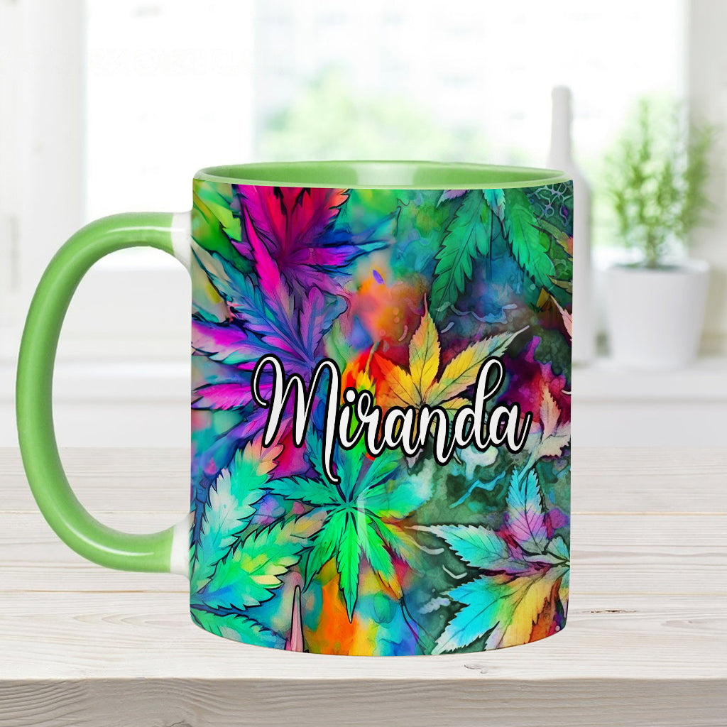 Psychedelic Marijuana Leaf - Personalized Weed Accent Mug