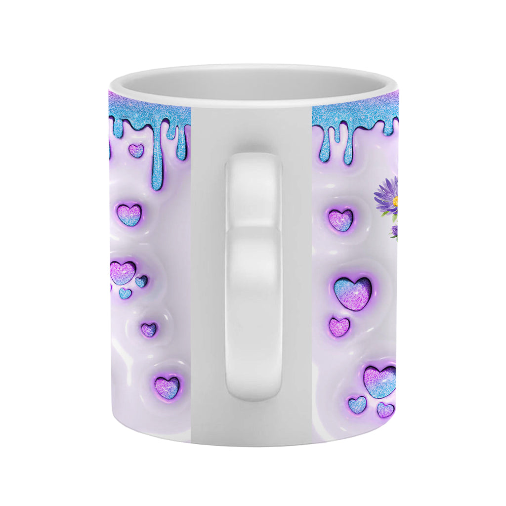 Besties Forever Beautiful Birth Month Flower - Personalized Bestie Heart Handle Mug