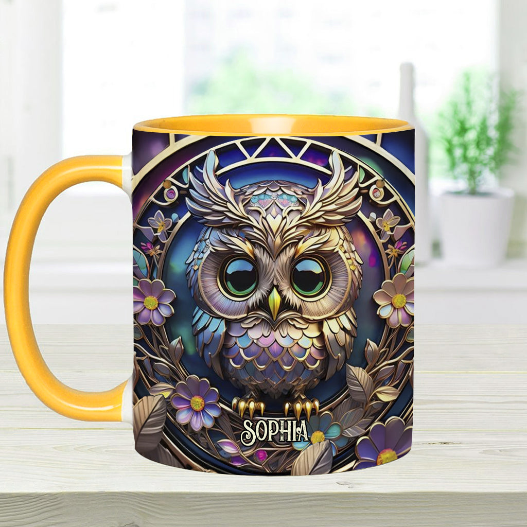 Colorful Owl - Personalized Owl Accent Mug
