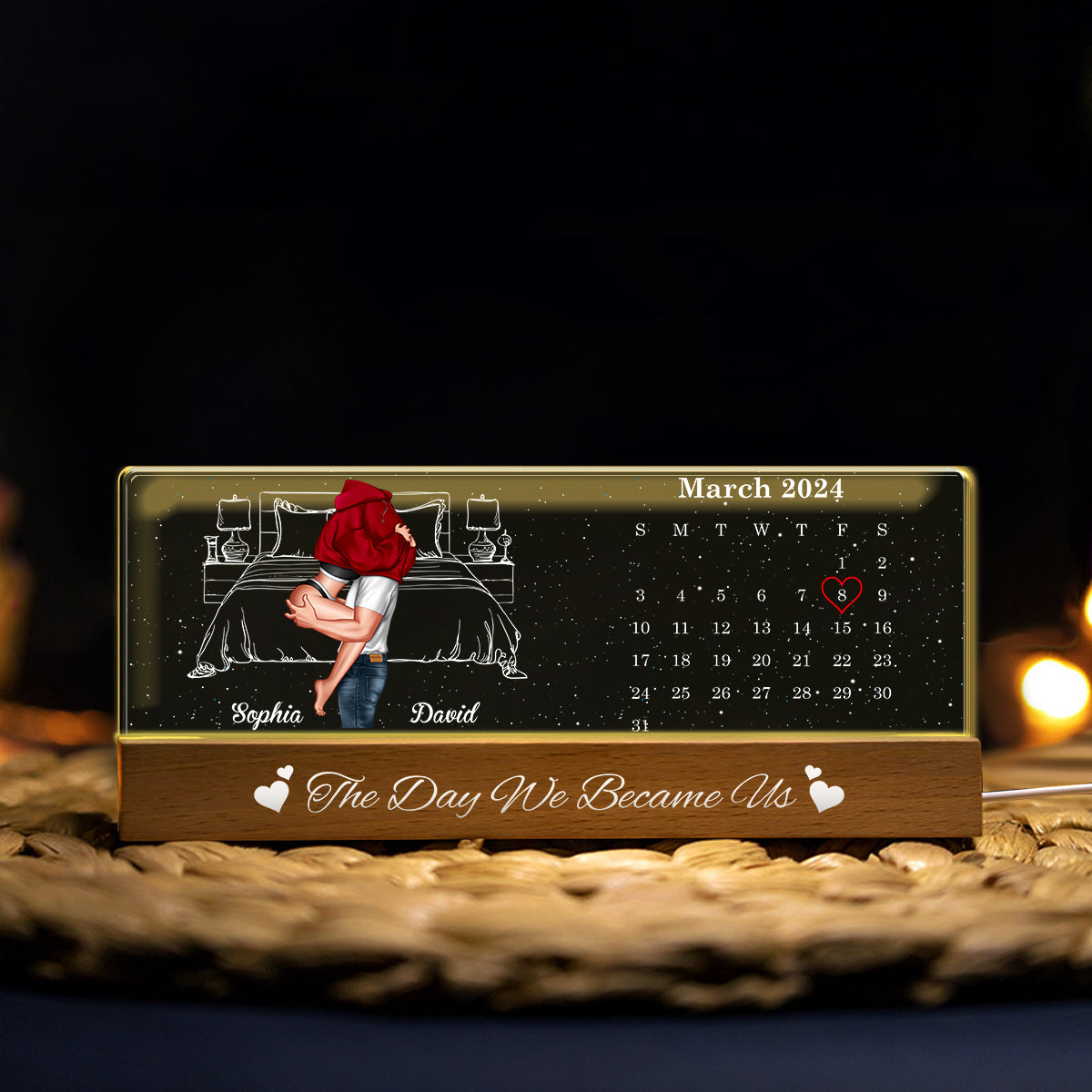 The Day We Became Us - Personalized Couple Custom LED Night Light