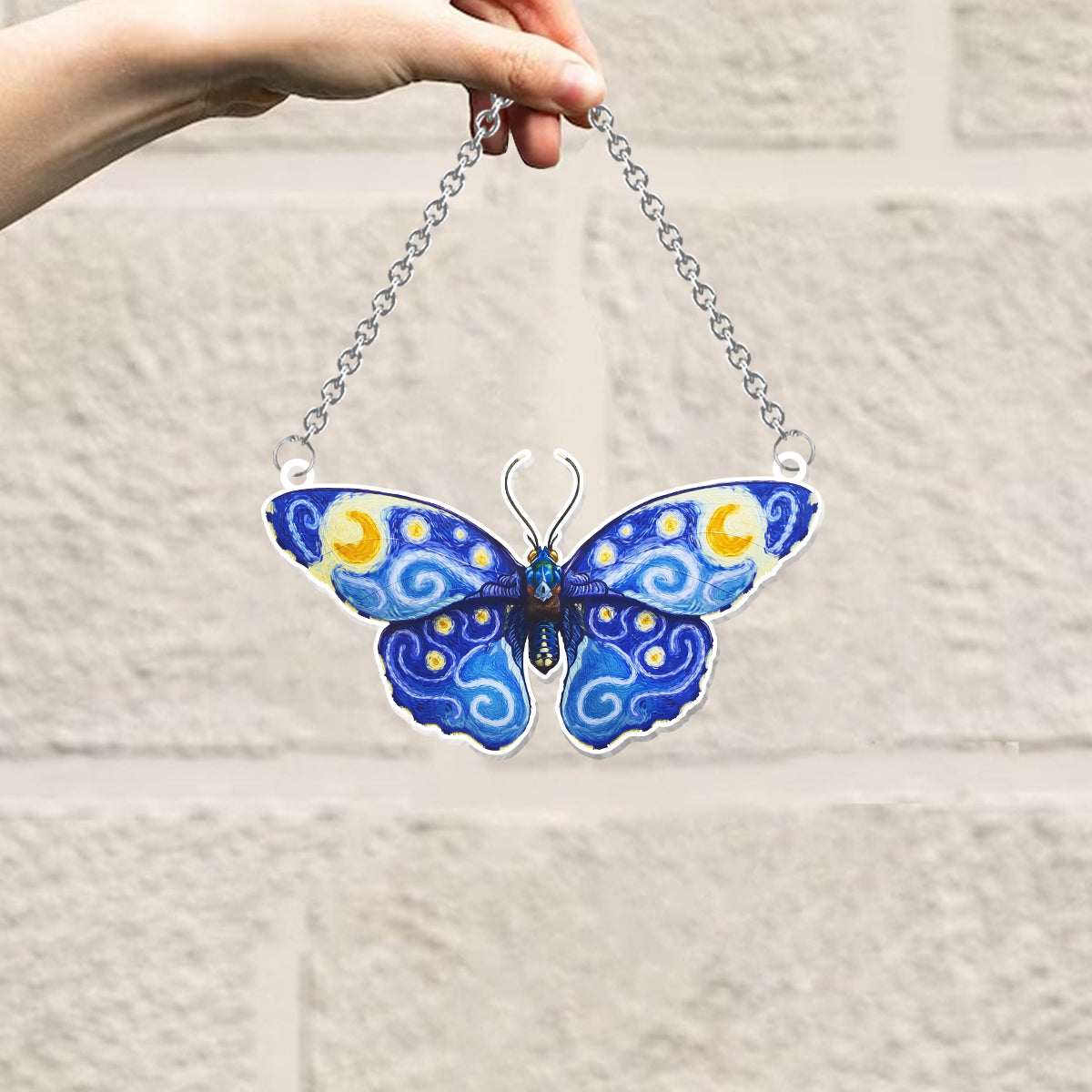 Van Gogh Starry Night Butterfly - Butterfly Window Hanging Suncatcher Ornament
