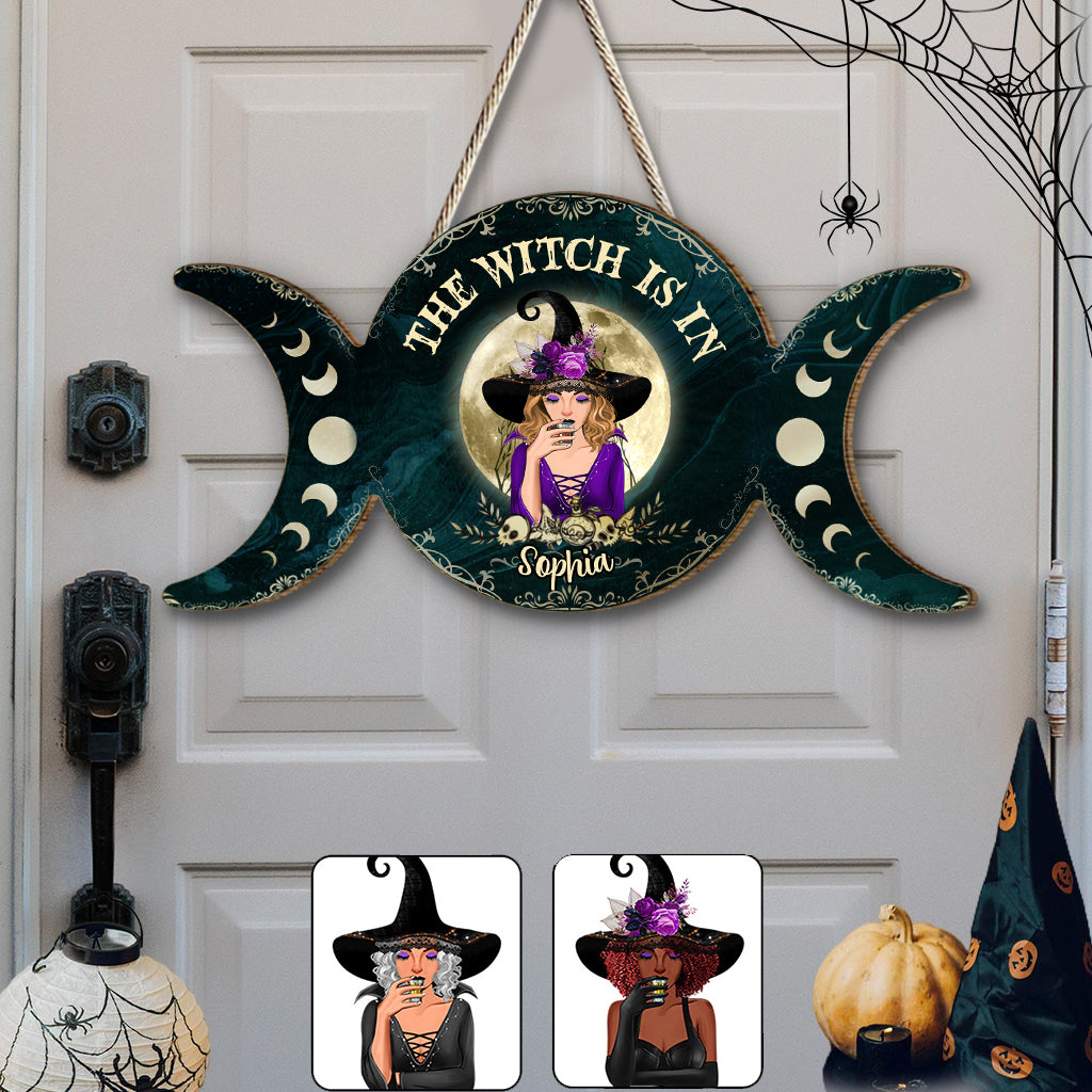 Triple Moon - Personalized Witch Custom Shaped Wood Sign