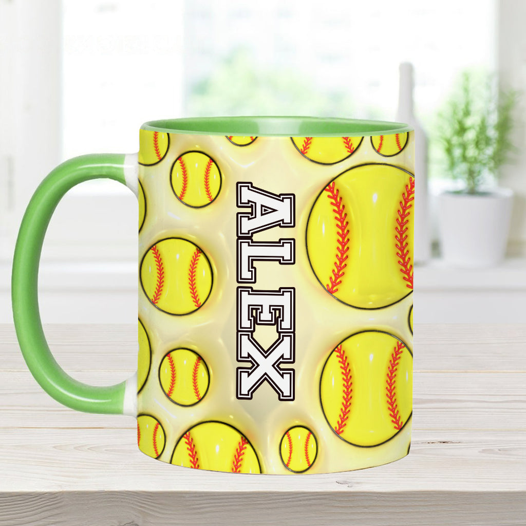 Softball Lovers - Personalized Softball Accent Mug