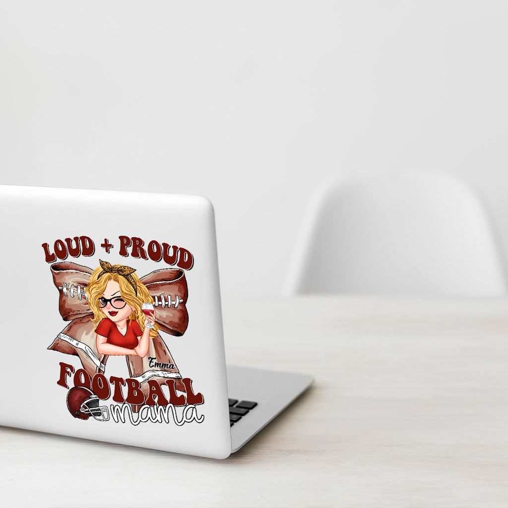 Loud Proud Football Mama - Personalized Football Decal Die Cut