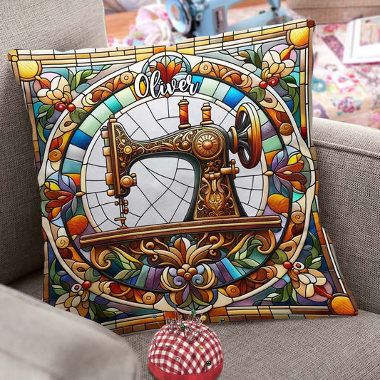 Colorful Sewing Machine - Personalized Sewing Throw Pillow