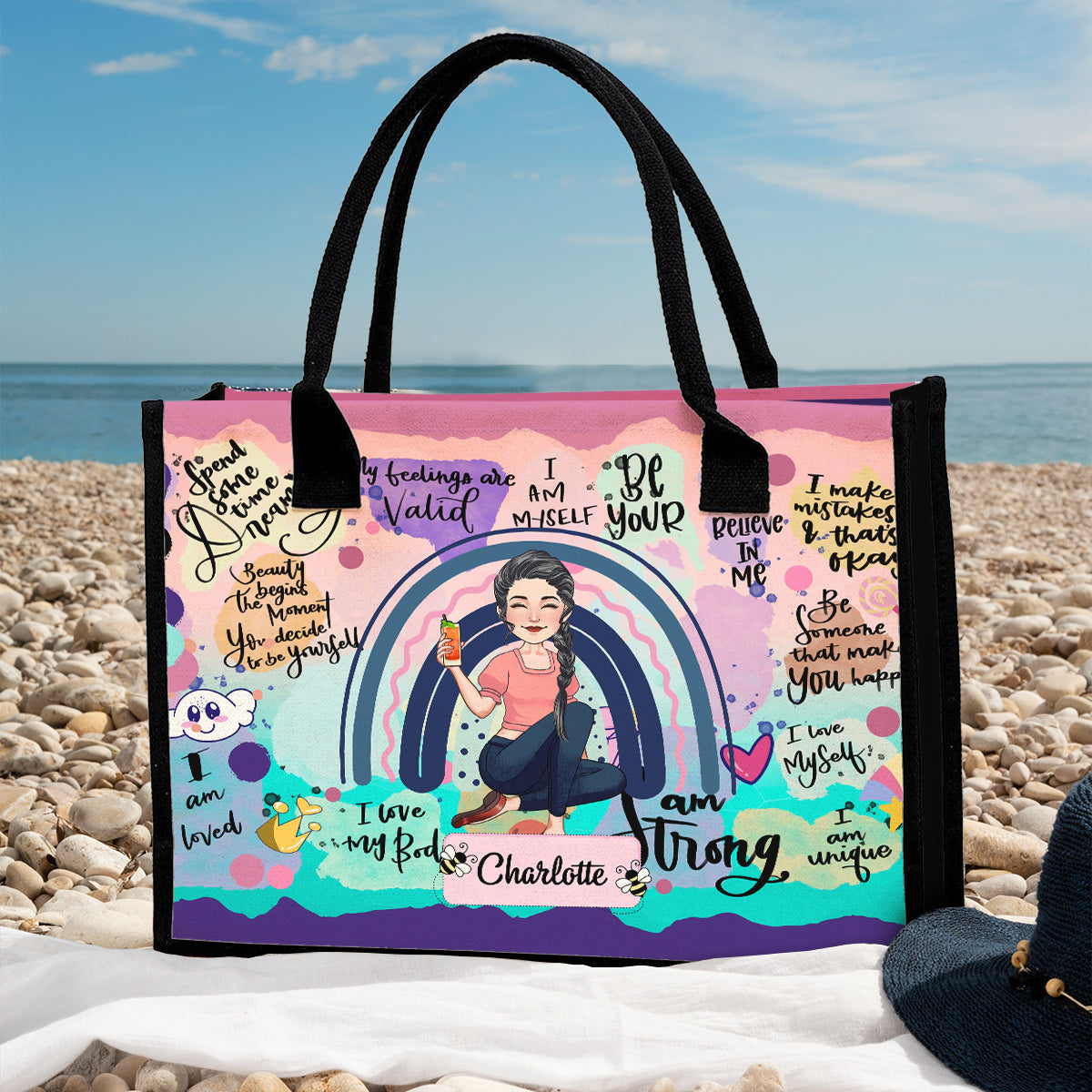 Positive Affirmation Self Care - Personalized Canvas Tote Bag