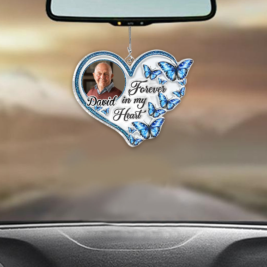 Forever In My Heart - Personalized Memorial Custom Shaped Car Ornament