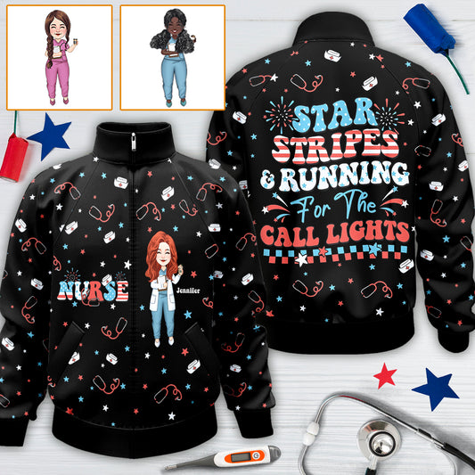 Nurse Life 4th Of July - Personalized Nurse Zip Jacket