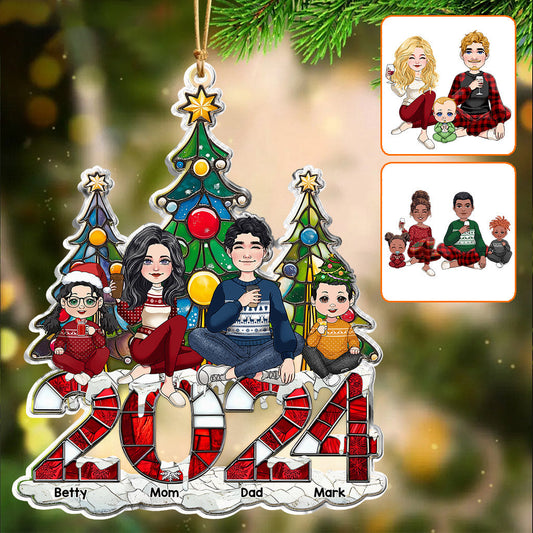 2024 Christmas Family - Personalized Family Custom Shaped Ornament