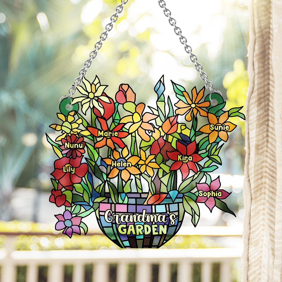 Grandma's Garden - Personalized Grandma Window Hanging Suncatcher Ornament