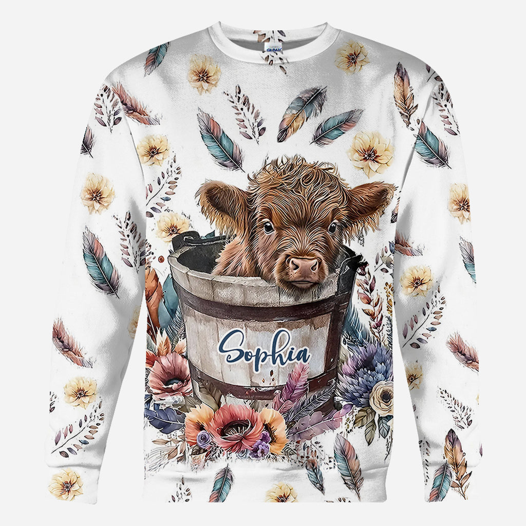 Baby Highland Cow In a Bucket - Personalized All Over Shirt