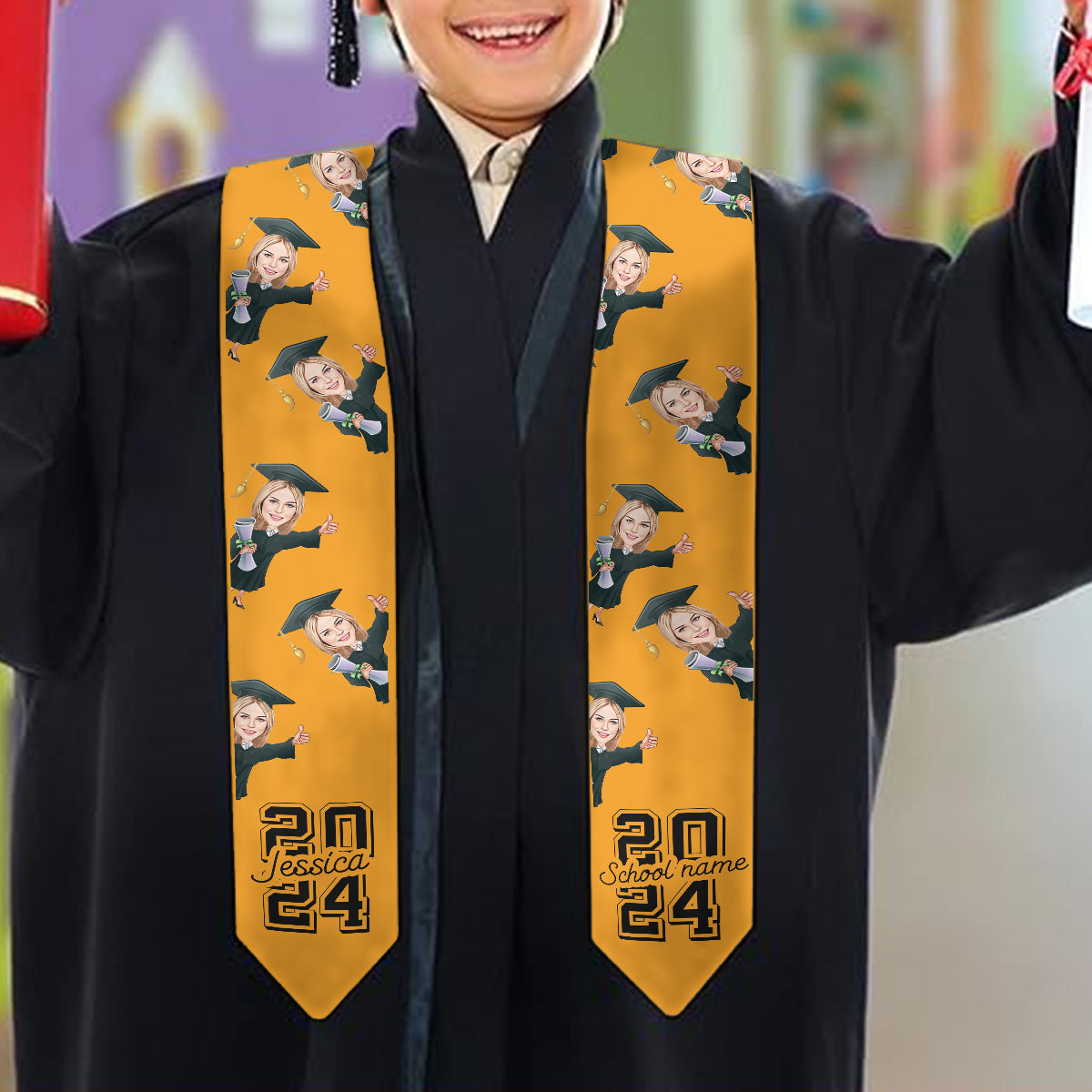 Caricature Funny Character - Personalized Graduation Graduation Stole