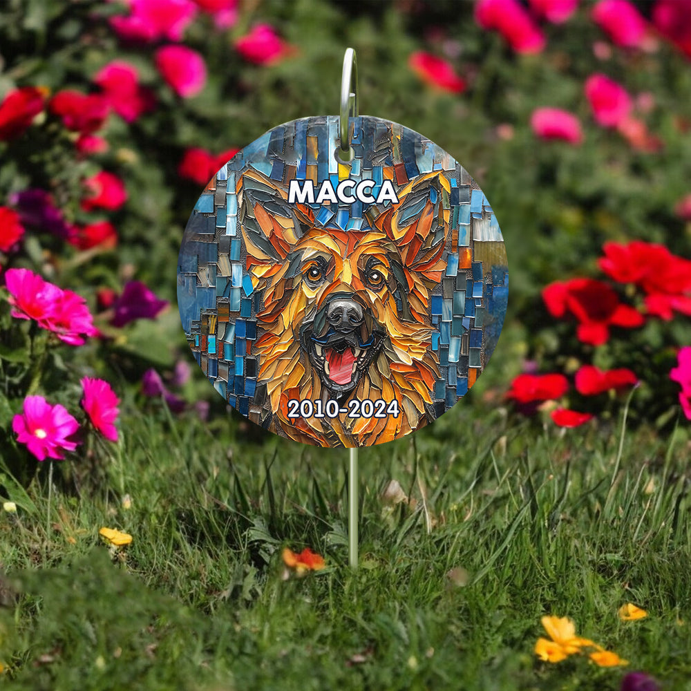 Dog on Ceramic Tiles - Personalized Dog Round Hanging Garden Slate