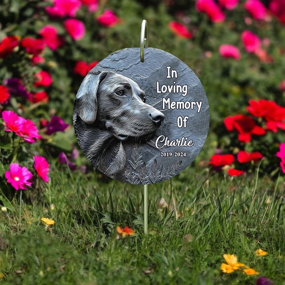 In Our Loving Memory - Personalized Dog Round Hanging Garden Slate