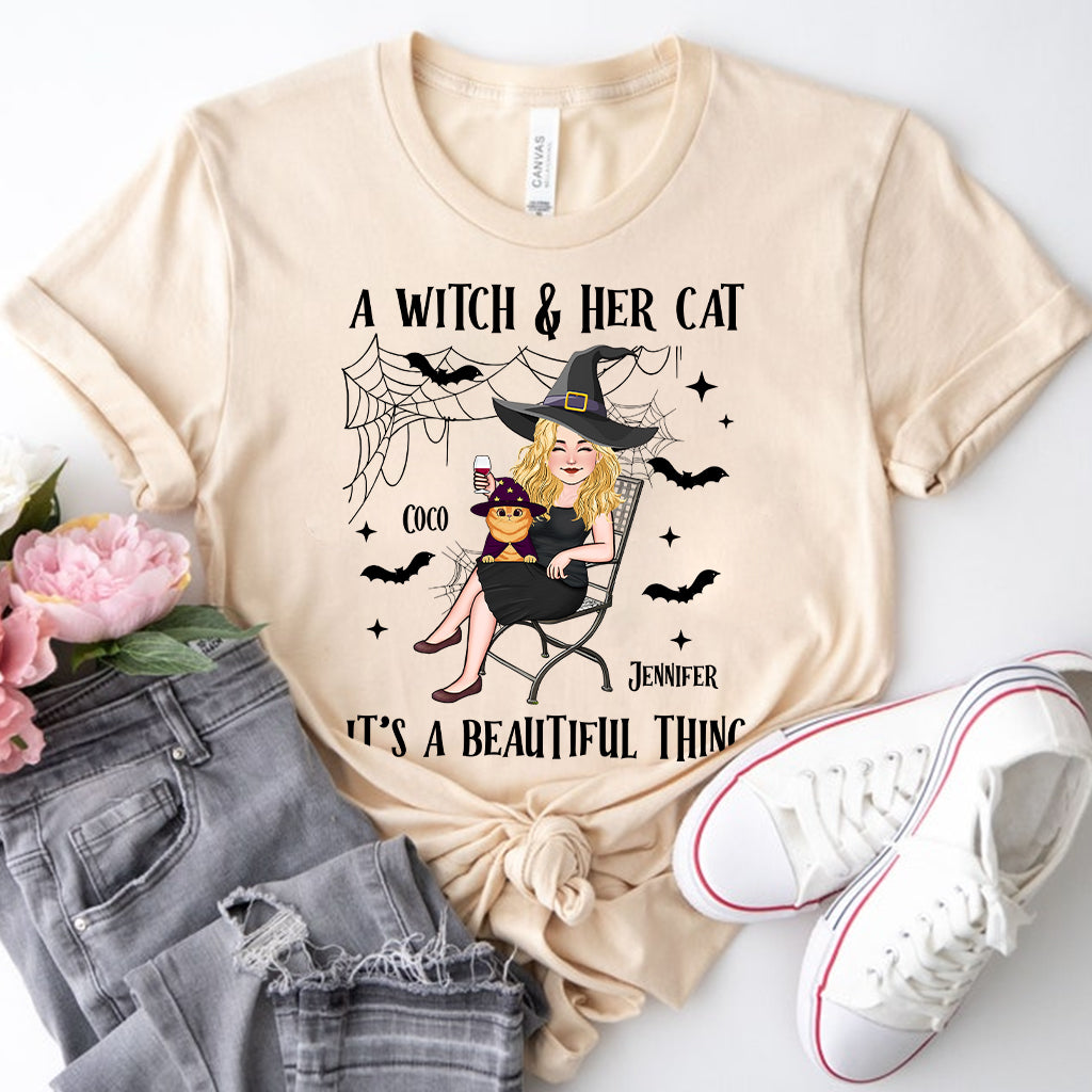 A Witch And Her Cat - Personalized Witch T-shirt And Hoodie