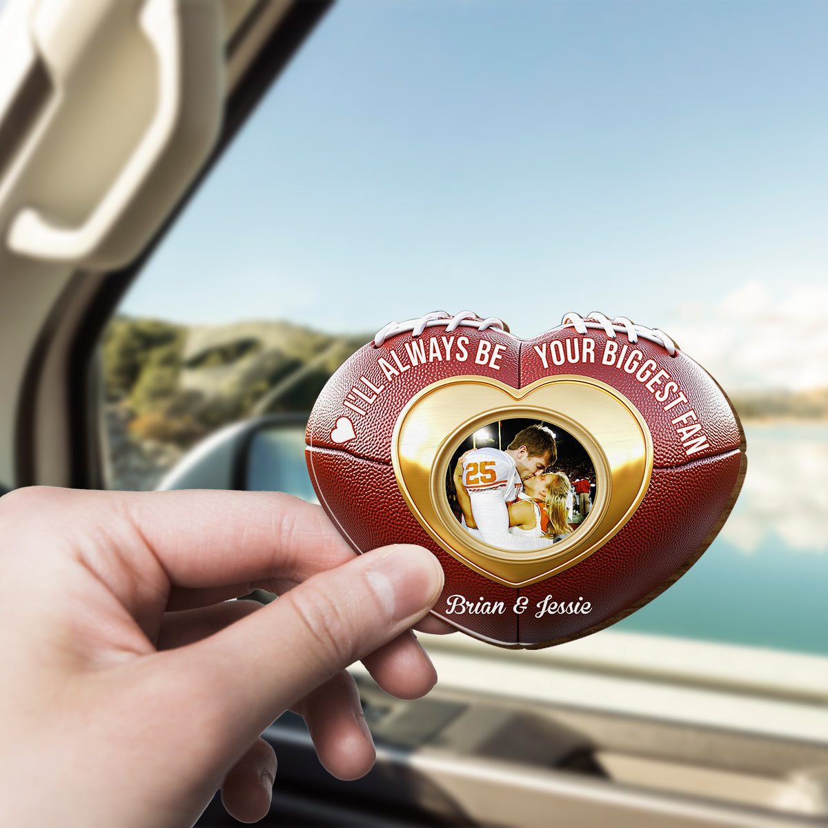 Your Biggest Fan - Personalized Football Shaped Car Visor Clip