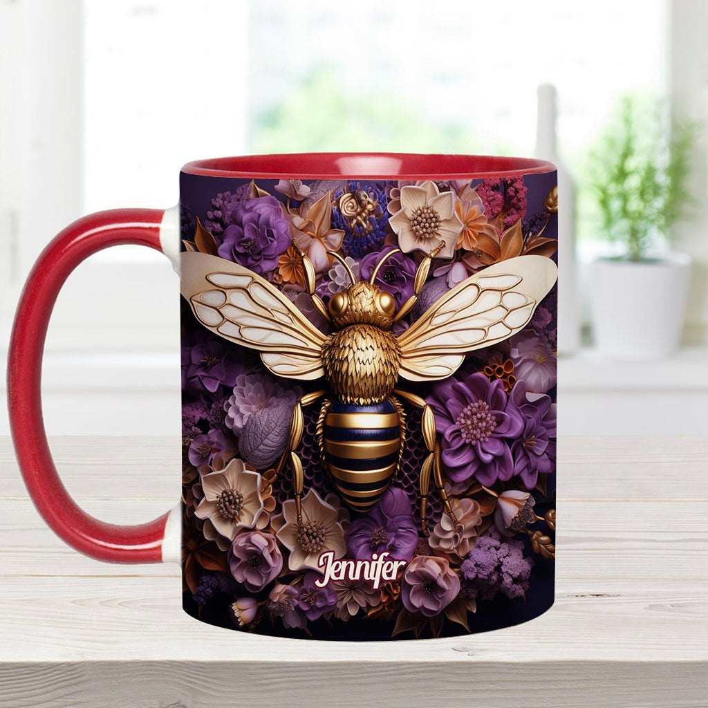 Bee Happy Golden Bee - Personalized Bee Accent Mug