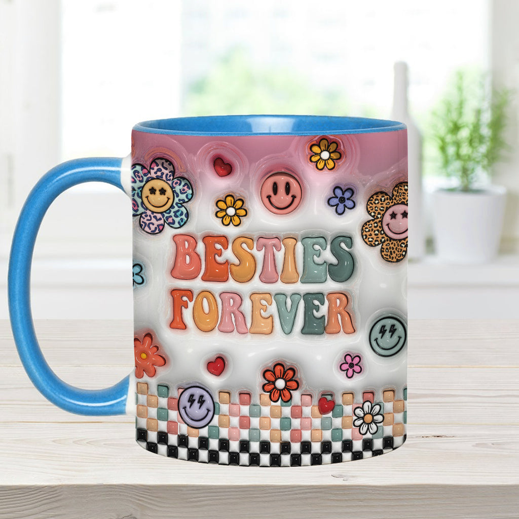 Besties Forever Floral - Personalized Bestie Accent Mug