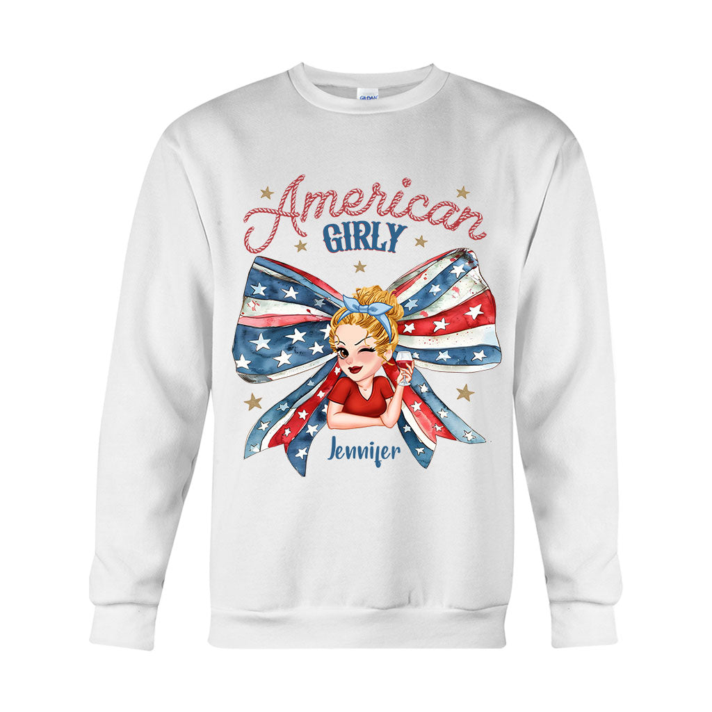 Coquette American Girl - Personalized Independence Day/ 4th of July T-shirt And Hoodie