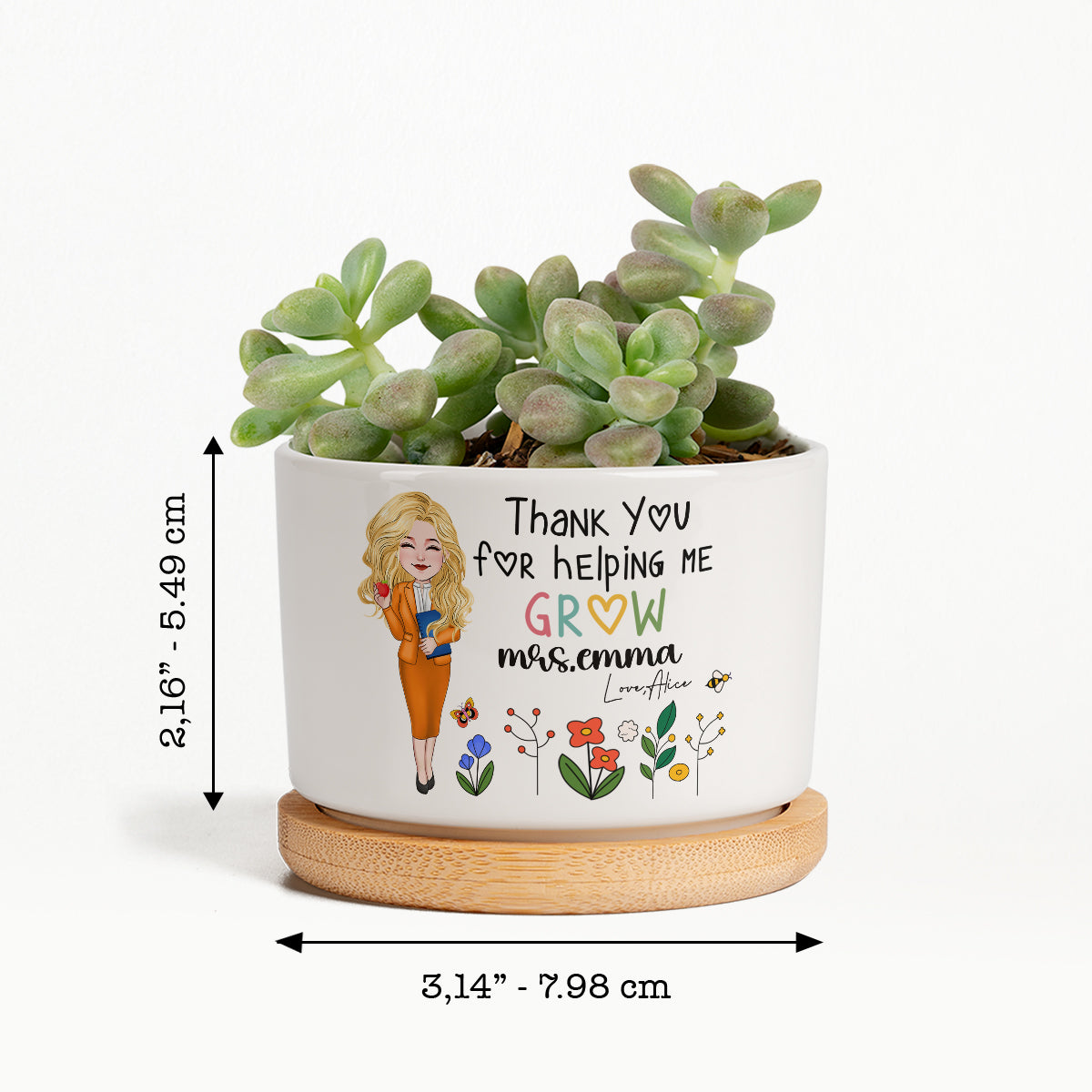 Thank You For Helping Me Grow - Personalized Teacher Ceramic Plant Pot