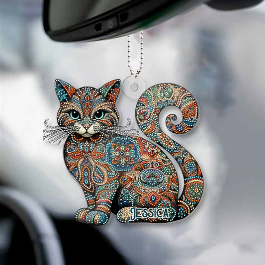 Beautiful Cat - Personalized Cat Custom Shaped Car Ornament