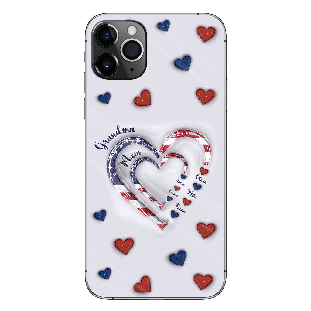 4th Of July Grandma's Hearts - Personalized Grandma Phone Case