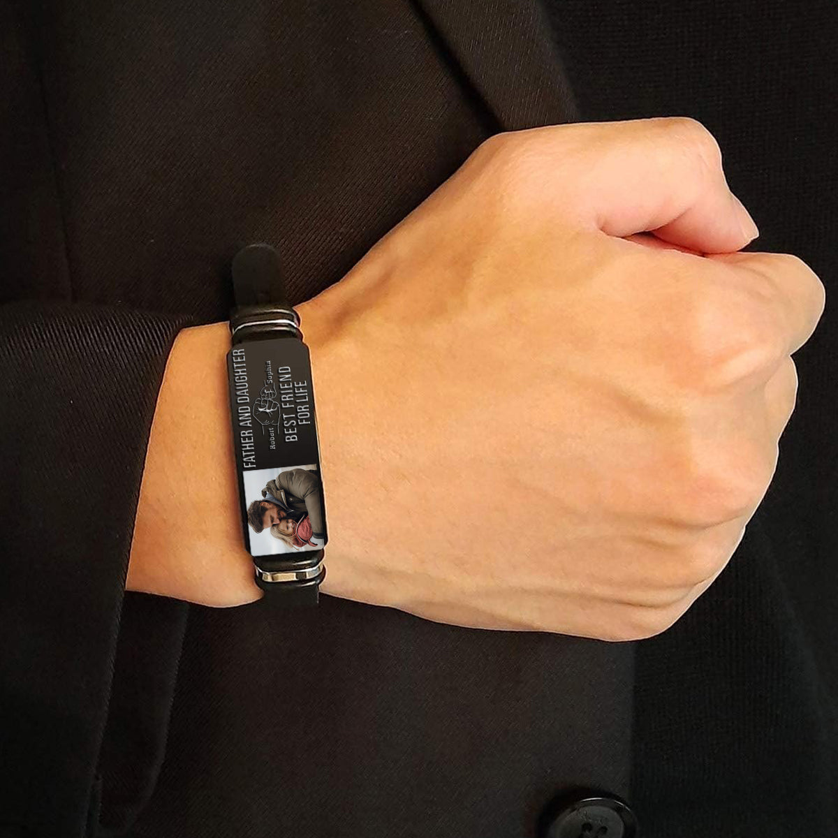 Father & Daughter Son Best Friend For Life - Personalized Father Engraved Bracelet