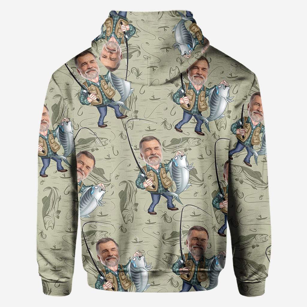 Funny Caricature Face - Personalized Fishing All Over Shirt