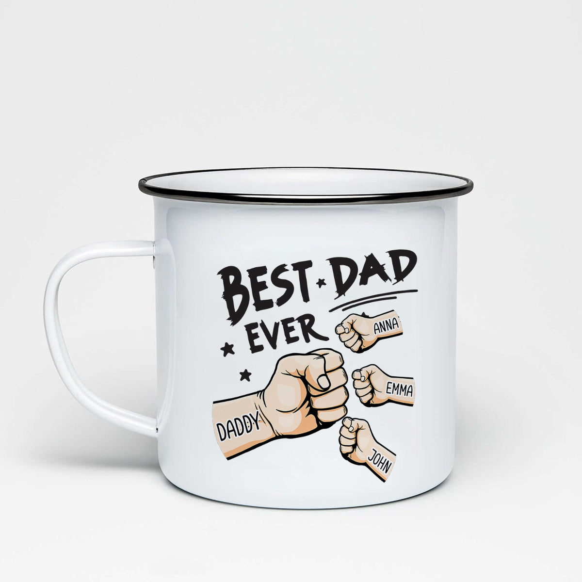 Best Dad Ever Fist Bump - Personalized Father Enamel Mug